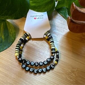 Pittsburgh Steelers Football Fan Bracelet Set - Flexible Fit - Sports Jewelry